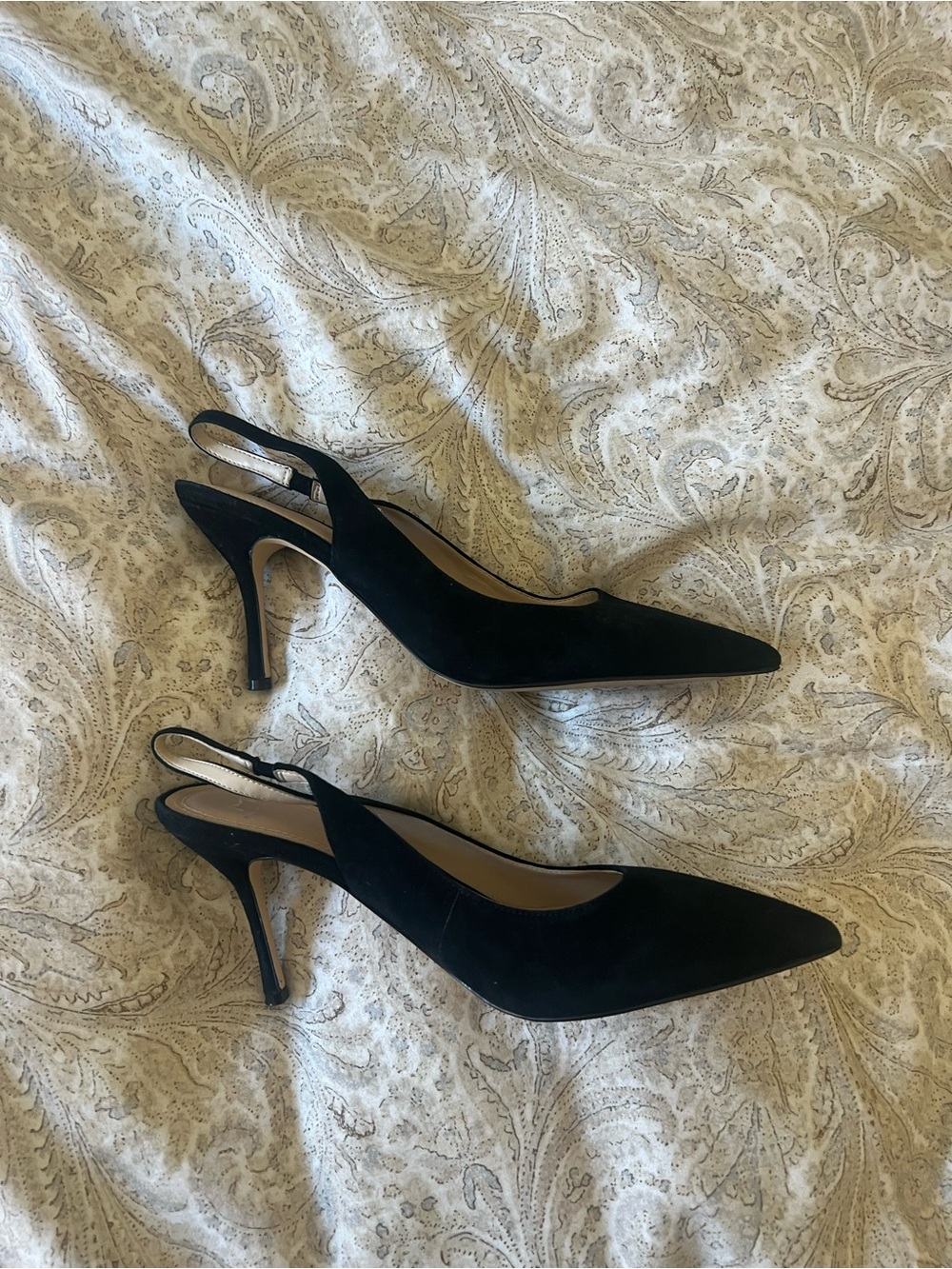 Marc Fisher Black Suede Slingback Heels 9